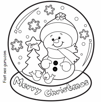 christmas snow globe whit snowman coloring pages